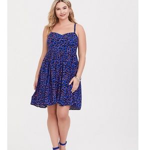 Strappy blue leopard hi lo dress